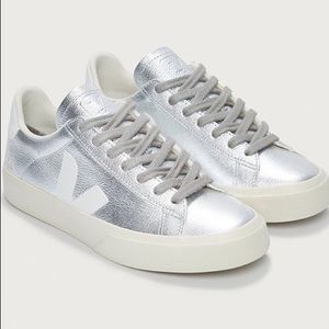 Veja Campo Silver and White Sneakers